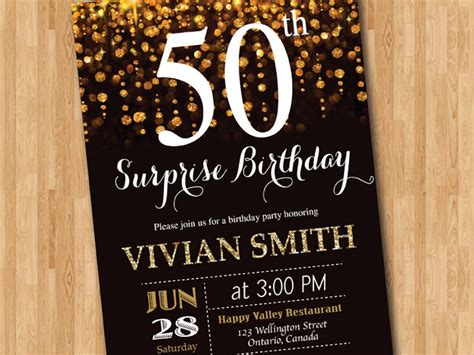 Surprise 50th Birthday Invitation For Women Fifty And Etsy