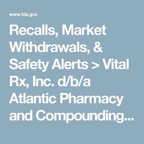 Vital Rx Inc Dba Atlantic Pharmacy And Compounding Issues Voluntary