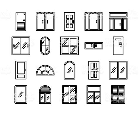 Door And Window Icon Set Vector And Illustration Interior Design