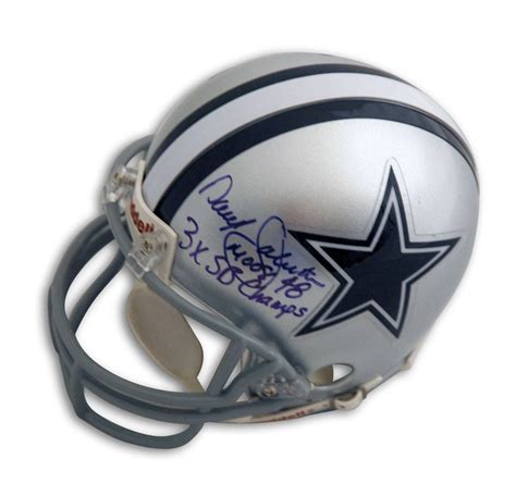 Darryl Moose Johnston Dallas Cowboys Autographed Mini Football Helmet