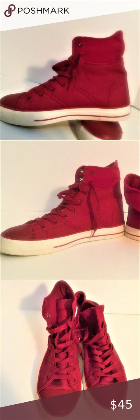 Mens 75 Red Canvas High Top Levis Shoes High Tops Levi Shoes