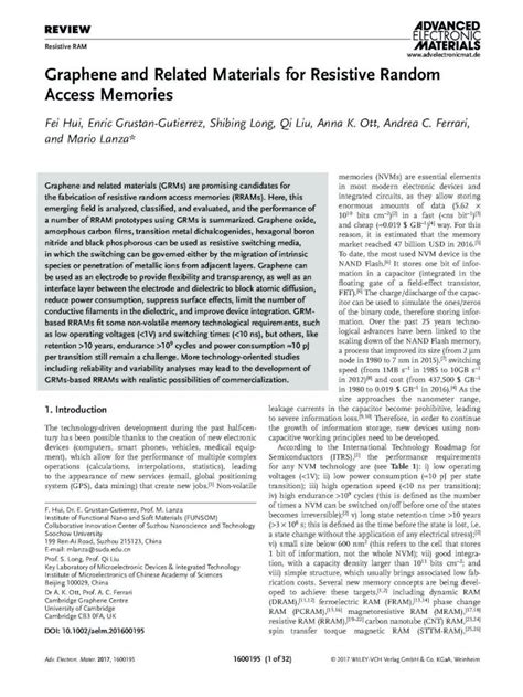 Pdf Graphene And Related Materials For Resistive Random Access