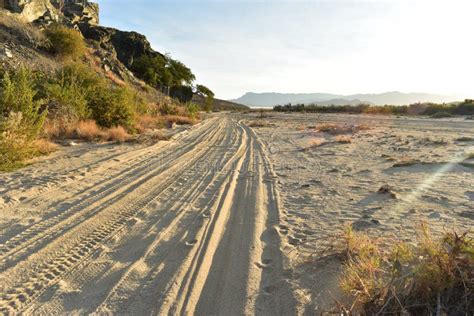 Tire Tracks In Sandy Beach Road Baja California Sur Mexico Stock Image