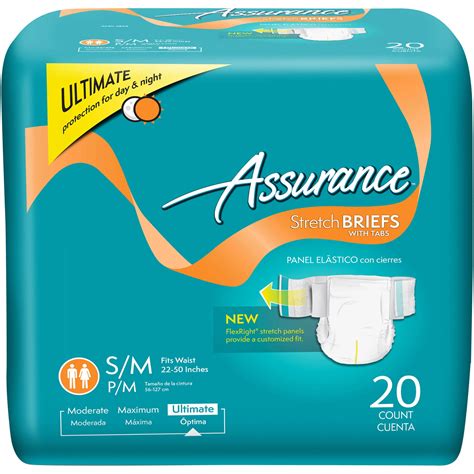 Assurance S M Unisex Incontinence Stretch Briefs With Tabs 20 Ct