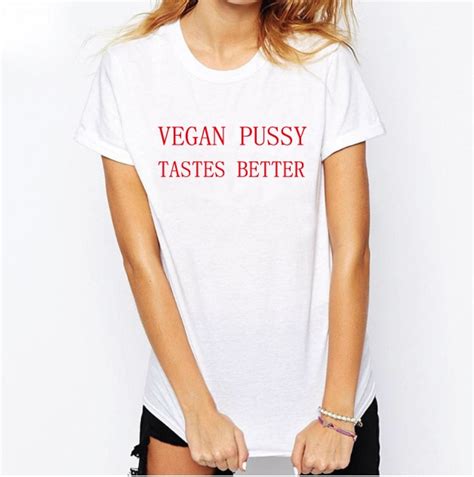 Vegan Pussy Tastes Better Women Fashion Pink Tshirt Tops Tee Feminism Shirts Unisex Cotton T