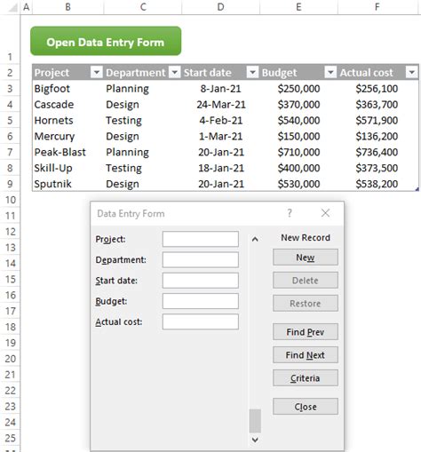 How To Create And Use Data Entry Form In Excel