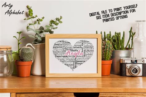 Personalised Heart Shaped Word Art T Etsy