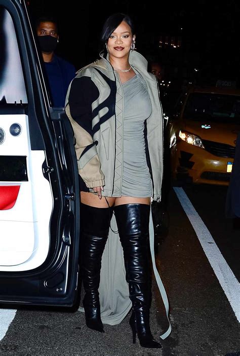 Rihanna Kicks Off Fall In Thigh High Balenciaga Boots And Mini Dress