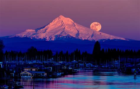 Wallpaper Forest The Sky Trees Night Lake The Moon Mountain Usa