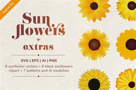 Download Sunflowers vector, Sunflower patterns, sunflower svg, AI ...