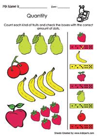 Math Counting Fruits Worksheet,Teaching Activities for Kids,Math