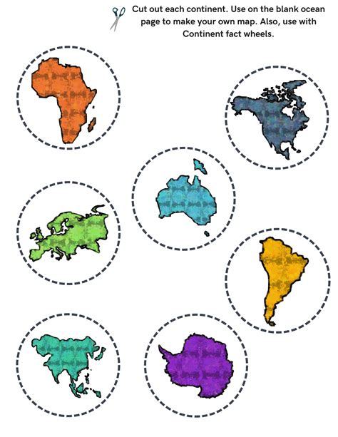 Blank Continents Map With Cut Out Labels Coloring Pages Learny Kids