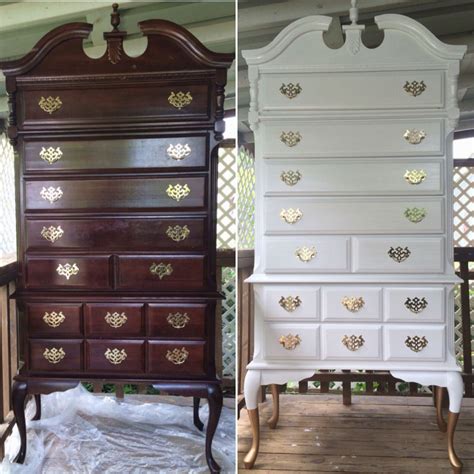 All 6 chairs are done… for now. Modernized this beautiful Queen Anne Highboy Dresser ...