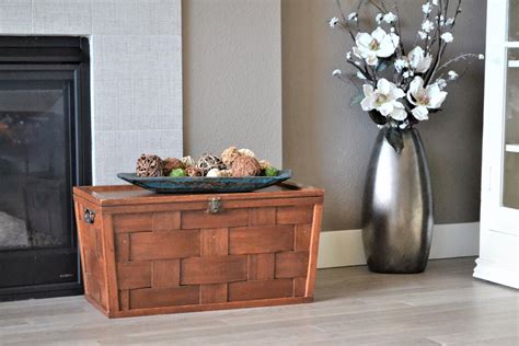 Vintage Wood Slat Blanket Chest With Removable Tray Wood Blanket Box