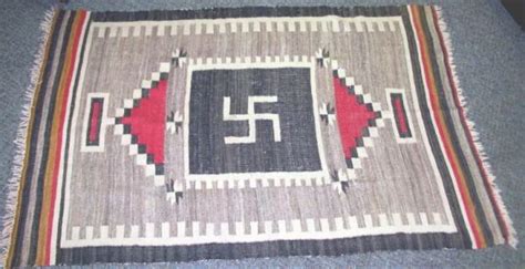 1200 Old Wool Navajo Swastikawhirling Log Blanket Lot 1200