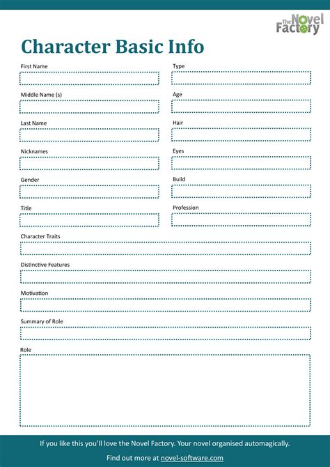 Create A Character Worksheet