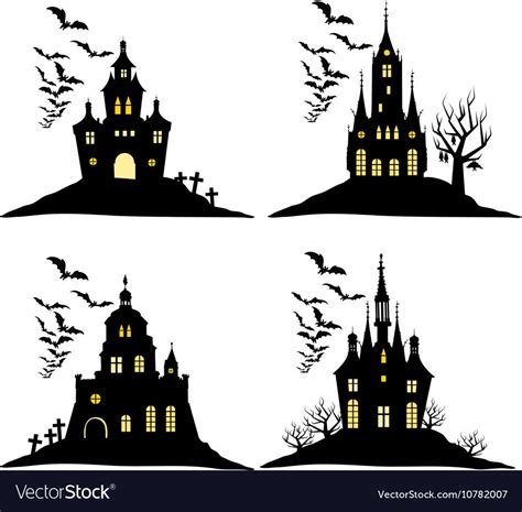 Castle Silhouette Silhouette Stencil Silhouette Vector Halloween