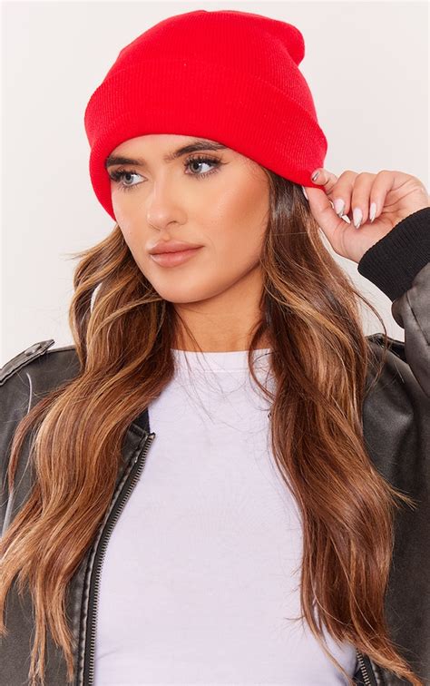 Red Basic Beanie Accessories Prettylittlething