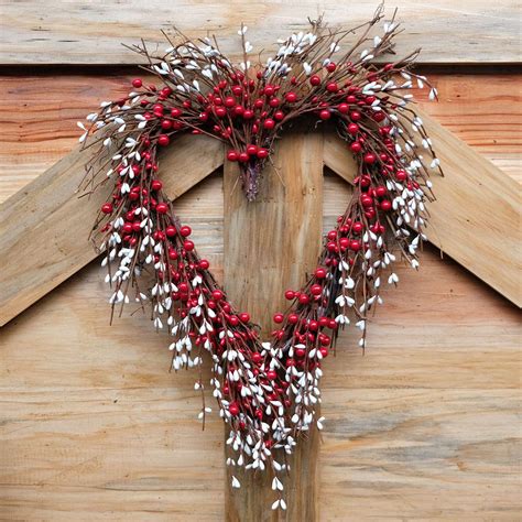 Idyllic Heart Wreath Handmade Red Berry Heart Shaped Wreath Rustic Twig