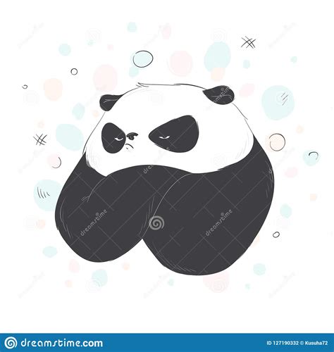 Very Angry Cute Panda Vector Illustration Stock Illustration