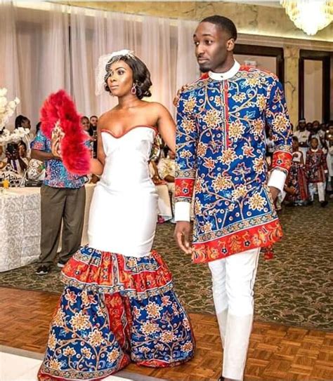 Clipkulture Bride And Groom In African Print Traditional Wedding Attire