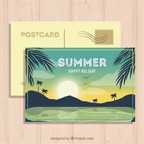 Free Vector Summer Postcard With Destination