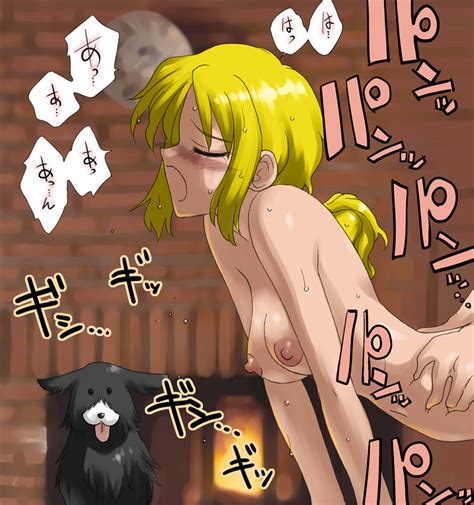 Rule 34 Blonde Hair Blush Breasts Canine Closed Eyes Dog
