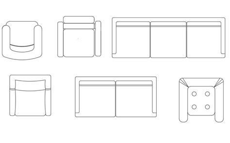 Various Types Of Sofa Sets And Chair Blocks Are Given In This Drawing
