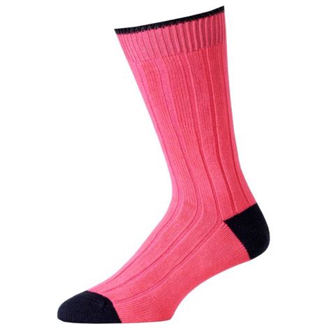 Pink Navy Cotton Heel And Toe Socks Mens Country Clothing Cordings Us