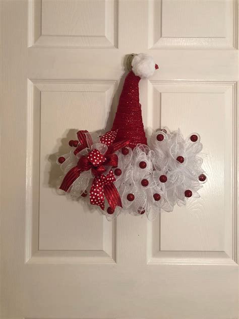 Christmas Front Door Hanger Santa Hat For Misses Claus Etsy In 2020