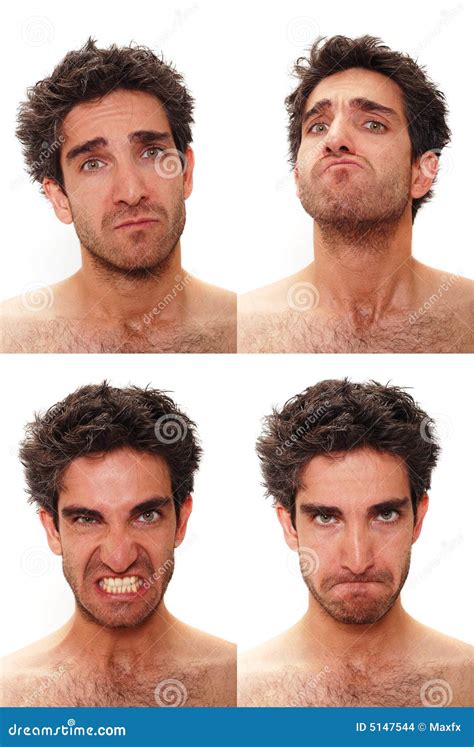 Multiple Face Man Weird Portrait Over Wall Background Royalty Free