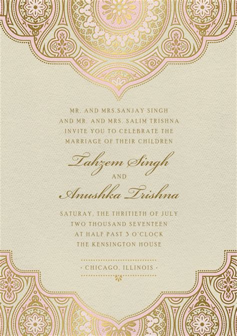 Indian Inspired Invitations In Pink Indian Wedding