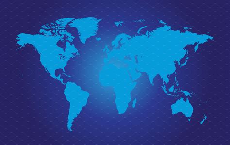 World Map Flat Blue Illustrator Graphics ~ Creative Market