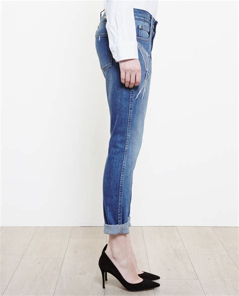 Lyst Stella Mccartney Swallow Embroidered Jeans In Blue