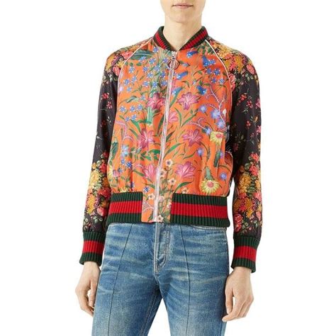 Gucci Floral Print Bomber Silk Jacket 58080 Mxn Liked On Polyvore