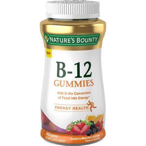 Natures Bounty Vitamin B12 Gummies Dietary Supplement Supports