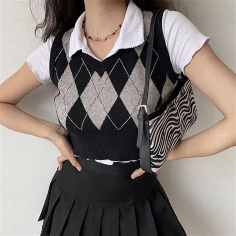 Slim Cropped Argyle Sweater Vest Ii Fashion Fashion Outfits Outfits