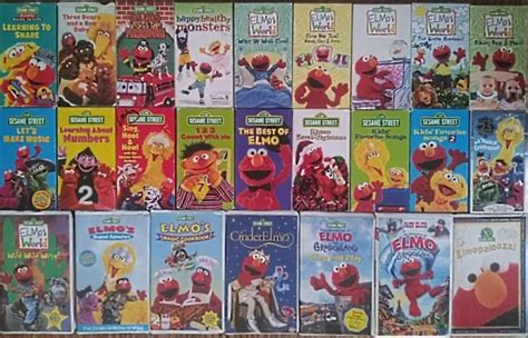 25 Sesame Street Elmo Vhs Tape Lot Happy Healthy Monsters 1 2 3 Count