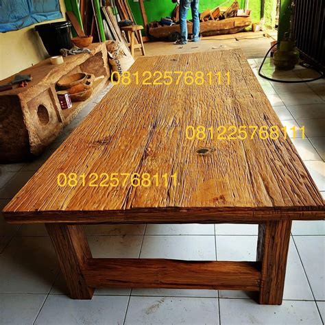 Mengenali ciri ciri kayu jati terbaik untuk rumah bukanlah perkara yang mudah. Meja Rustic Kayu Jati Lawas Bekas Rumah | Furniture Antik