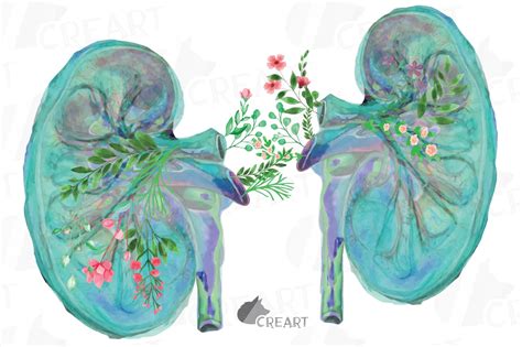 Floral Anatomical Human Kidney Decor Graphic By Creartgraphics