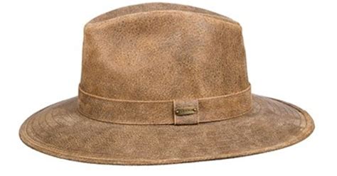Lyst Stetson Leather Outback Hat Metallic In Brown For Men