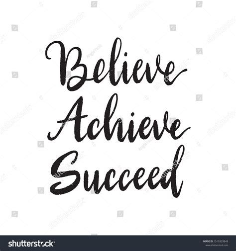 Believe Achieve Succeed Inspirational Quote Brush Stock Vector Royalty