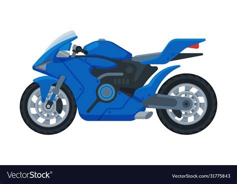 Modern Blue Motorcycle Motor Vehicle Transport Vector Image