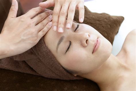 Beautiful Woman Receiving Facial Massage Stock Image Image Of Esthetic Happy 145393897