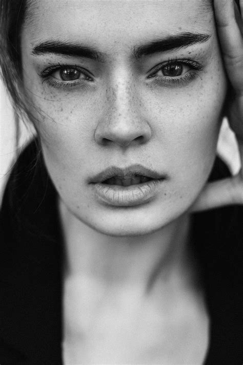 Lidia Savoderova Russian Model Face Women Portrait Monochrome