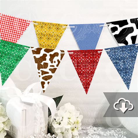 Cowboy Banner Printable Country Party Decor Farm Gingham Etsy