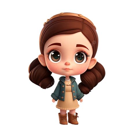 Girl Character Cartoon 3d White Background Transparent Girl Character