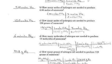 introduction to stoichiometry worksheets answers