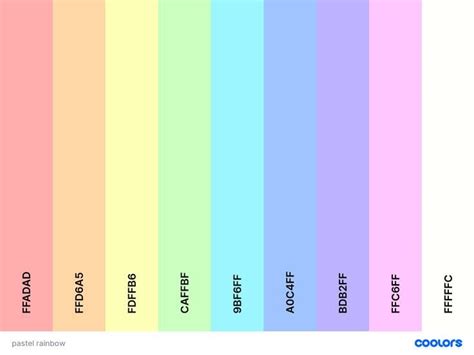 Pastel Rainbow In 2022 Hex Color Palette Color Design Inspiration