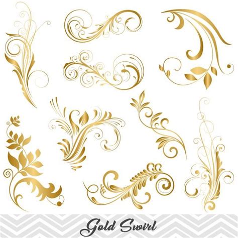 See more ideas about embellishments, clip art, flower clipart. GOLD Flower Flourish Swirl Clip Art, Digital Scrapbooking ...